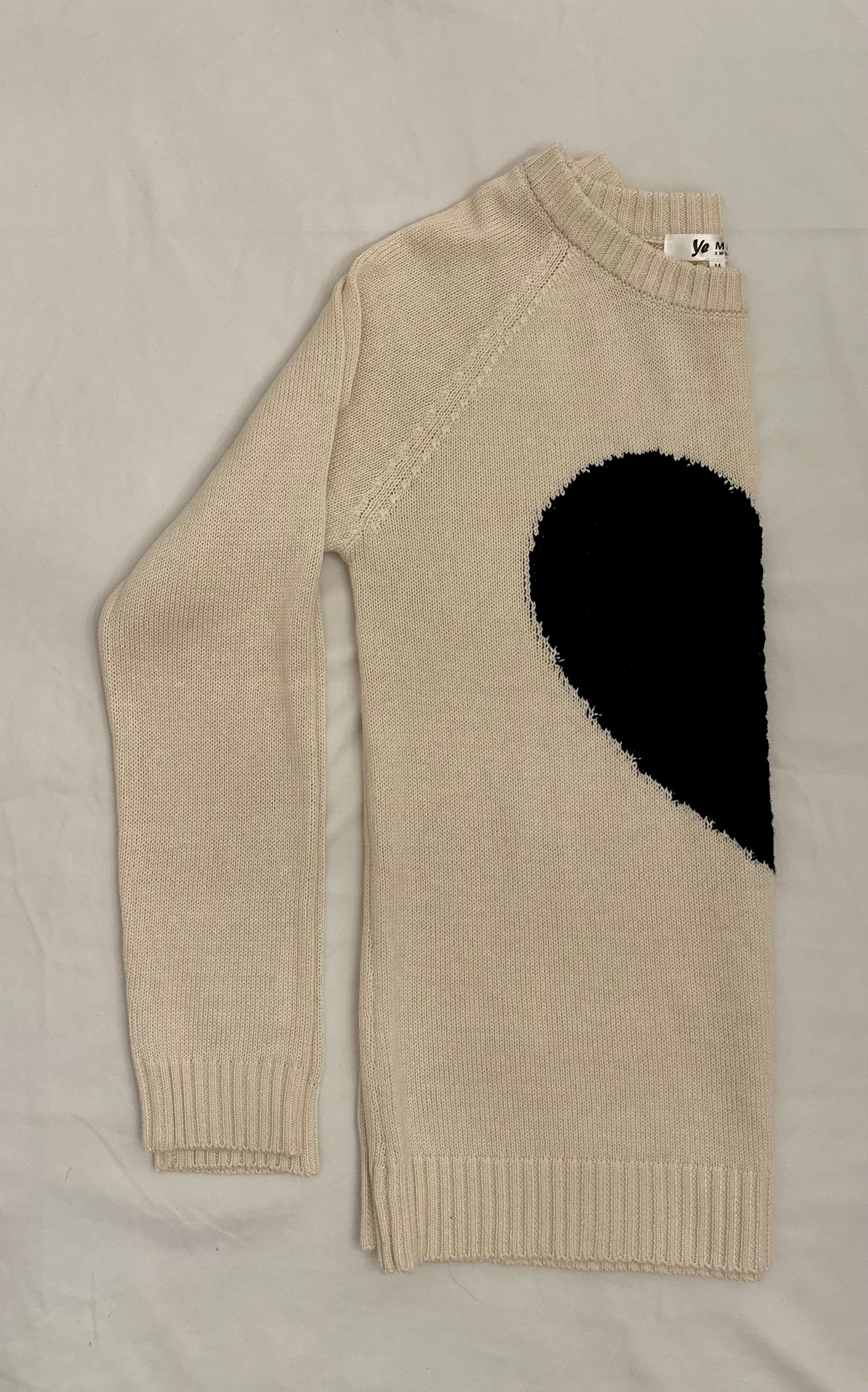 The Love Me Sweater - Black w/ Crème Heart